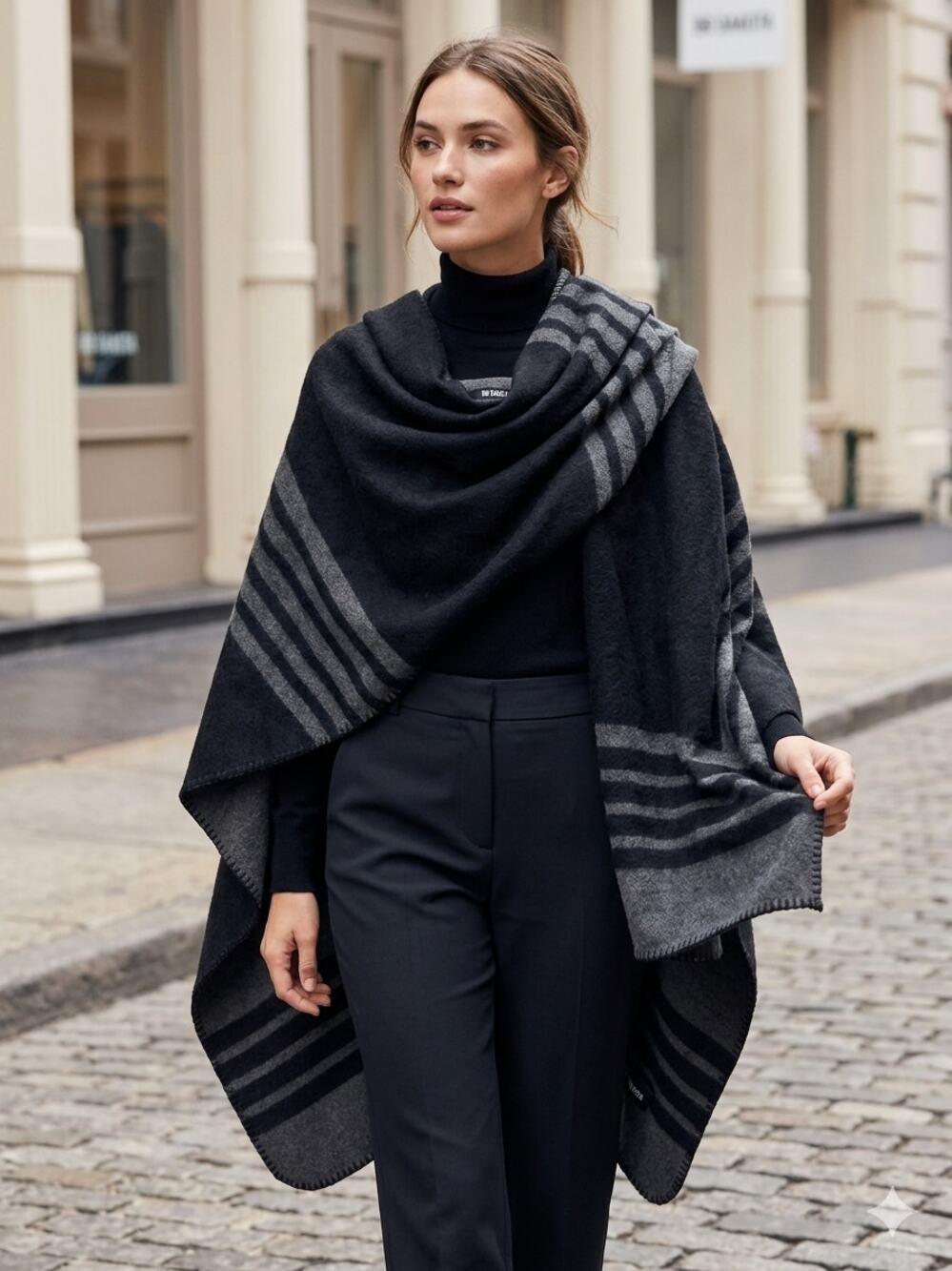 BB Dakota Women’s Pashmina Shawl Reversible gray black Soft